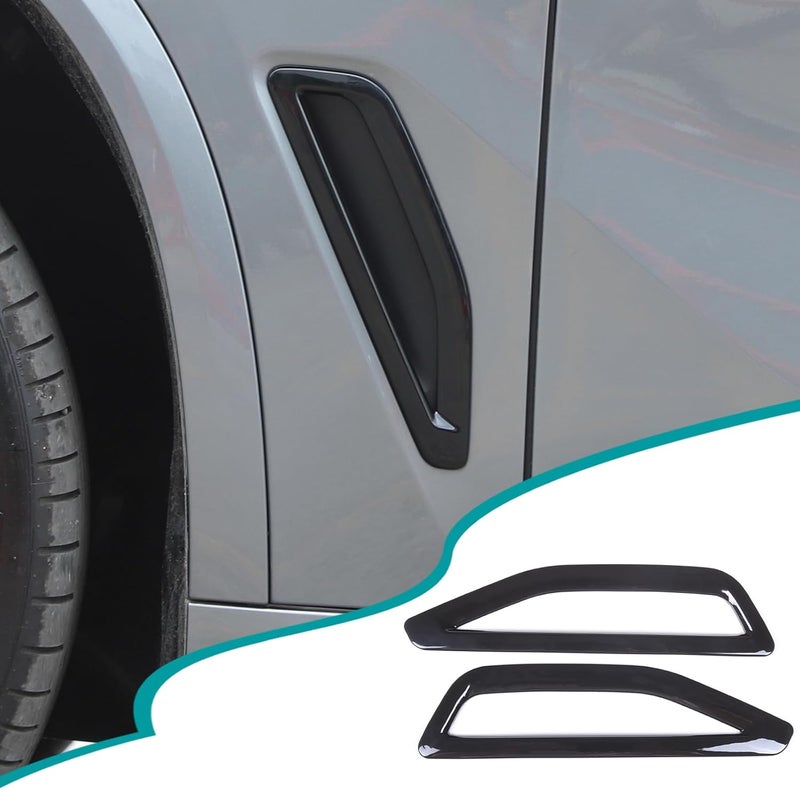 Hudiriy Front Side Fender Vent Decoration Trim Compatible with BMW X5 G05 2019-2022 Spoiler Body Decoration Cover, Air Flow Intake Hole Grille Exterior Accessories (Piano Black) - Image 1